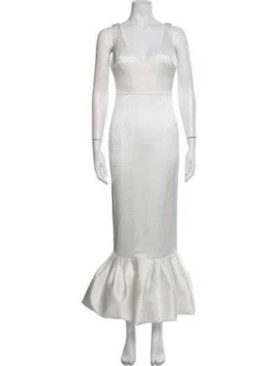 Pre-owned New Arrivals Scoop Neck Long Dress In White