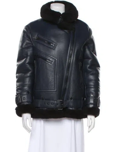 Pre-owned New Arrivals Shearling Fur Jacket In Black