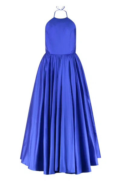 New Arrivals Silk Open-back Gown For Summer Season In Blue