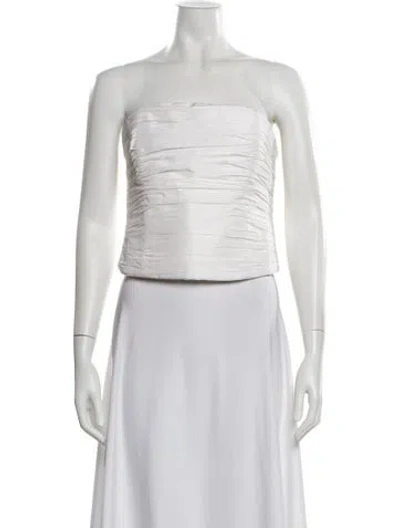 Pre-owned New Arrivals Silk Strapless Top In White