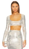 New Arrivals Sirena Sequin Long Sleeve Crop Top In Le Memphis