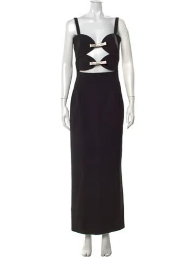 Pre-owned New Arrivals Square Neckline Long Dress In Black