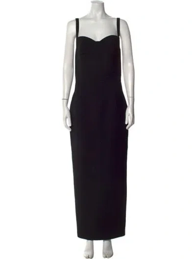 Pre-owned New Arrivals Square Neckline Long Dress In Black