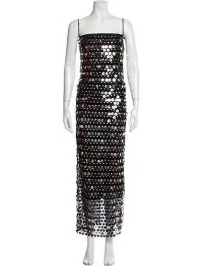 Pre-owned New Arrivals Square Neckline Long Dress In Black/metallic