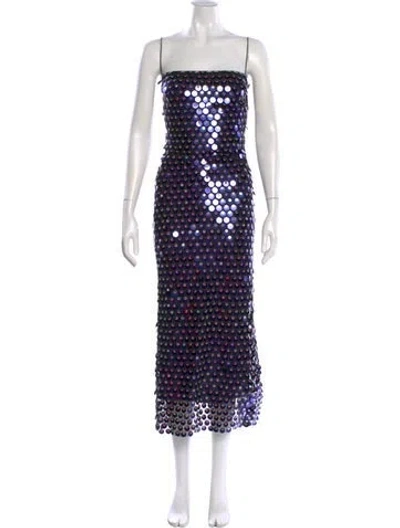 Pre-owned New Arrivals Square Neckline Long Dress In Blue