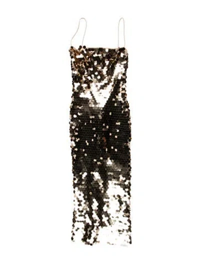 Pre-owned New Arrivals Square Neckline Long Dress In Gold