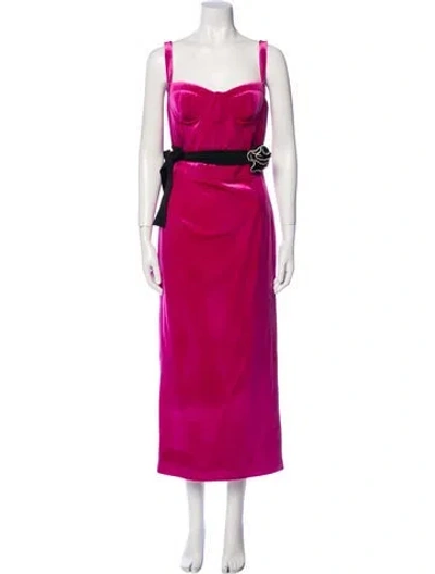 Pre-owned New Arrivals Square Neckline Long Dress In Pink