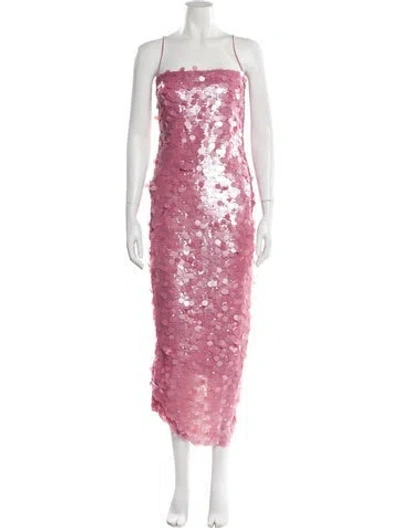 Pre-owned New Arrivals Square Neckline Long Dress In Pink