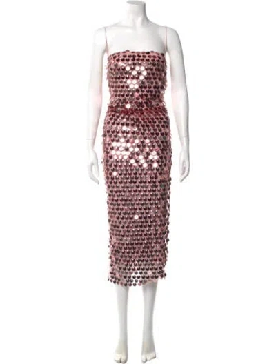 Pre-owned New Arrivals Square Neckline Long Dress In Pink