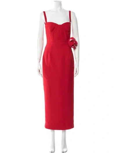 Pre-owned New Arrivals Square Neckline Long Dress In Red
