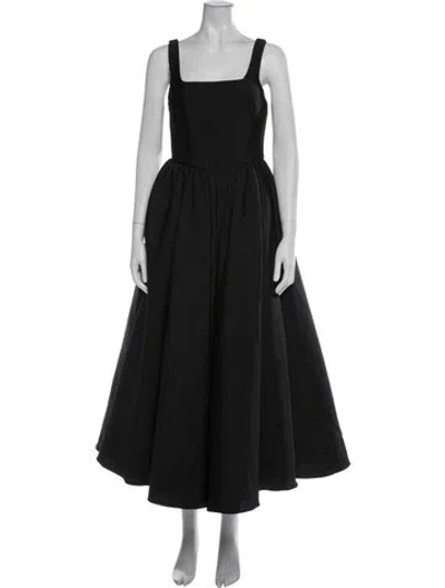 Pre-owned New Arrivals Square Neckline Midi Length Dress In Black