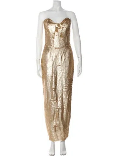 Pre-owned New Arrivals Strapless Long Dress In Gold