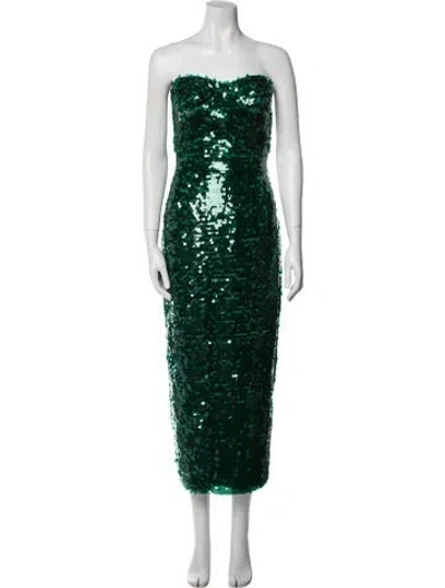 Pre-owned New Arrivals Strapless Midi Length Dress In Green