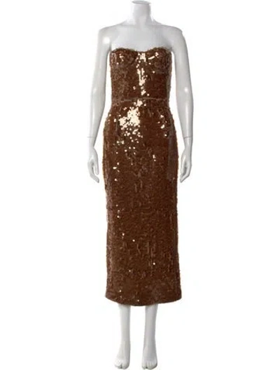 Pre-owned New Arrivals Strapless Midi Length Dress W/ Tags In Brown
