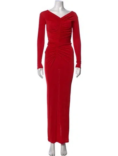 Pre-owned New Arrivals V-neck Long Dress In Red