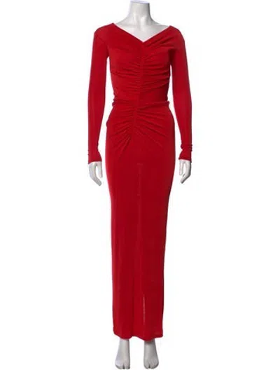 Pre-owned New Arrivals V-neck Long Dress In Red