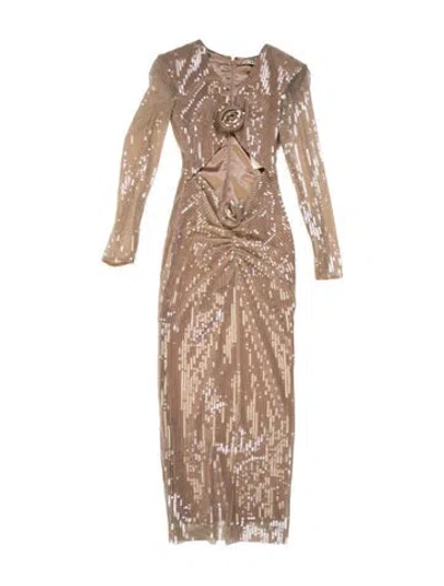 Pre-owned New Arrivals V-neck Long Dress W/ Tags In Brown