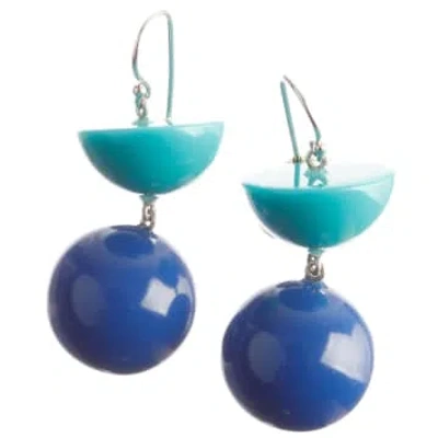 New Arrivals Zsiska Meta Royal Blue And Turquoise Drop Earrings