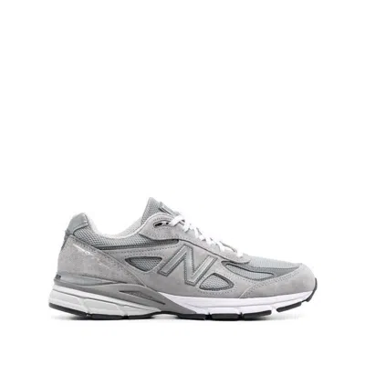 New Balance 990v4 Leather-trimmed Suede And Mesh Sneakers In Gray