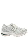 NEW BALANCE '1906' GREY AND WHITE LOW TOP SNEAKERS WITH LOGO DETAIL IN MIX OF TECH MATERIALS WOMAN