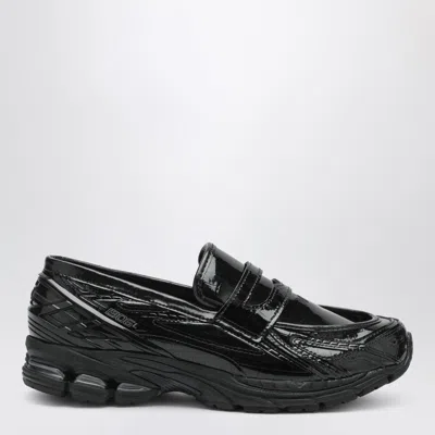 New Balance 1906l Patent Leather Loafer-style Black Sneakers In Animal Print