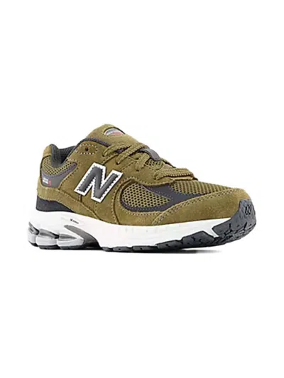 New Balance Kids' 2002 Mesh-panel Leather Sneakers In Green