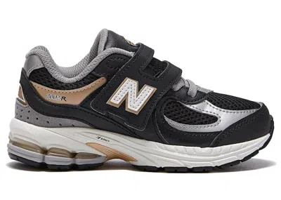 Pre-owned New Balance 2002r Hook & Loop Gold Sneakers In Black/sea Salt