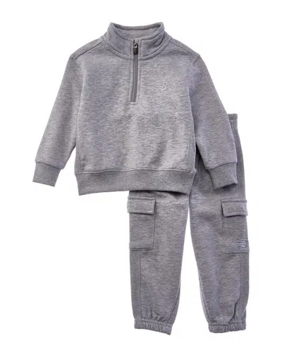New Balance Kids' 2pc Fleece 1/2-zip Pullover & Cargo Jogger Set In Gray