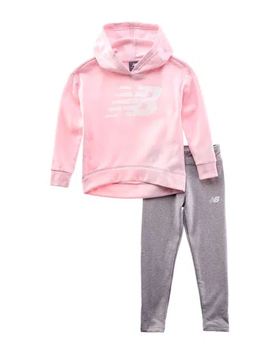 New Balance Kids' 2pc Hoodie & Fleece-lined Legging Set In Pink