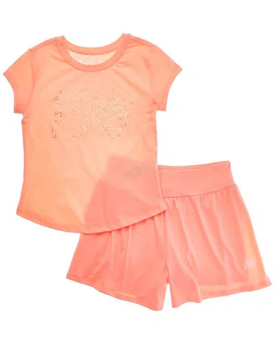 New Balance Kids' 2pc T-shirt & Flowy Short Set In Pink
