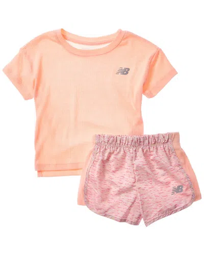 New Balance Kids' 2pc T-shirt & Woven Short Set In Pink