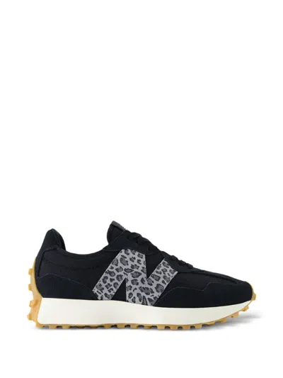 New Balance 327 Leopard-print Logo Sneakers In Black