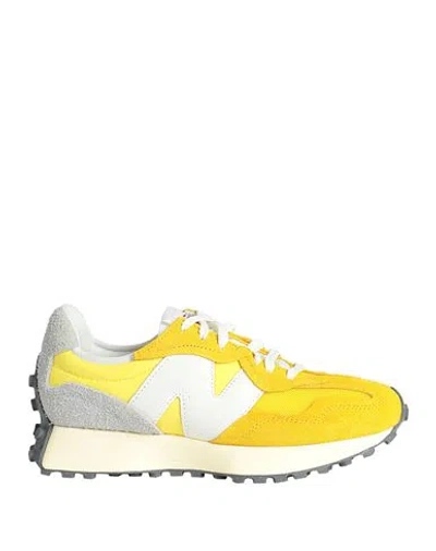 New Balance 327 Woman Sneakers Yellow Size 7.5 Textile Fibers, Leather