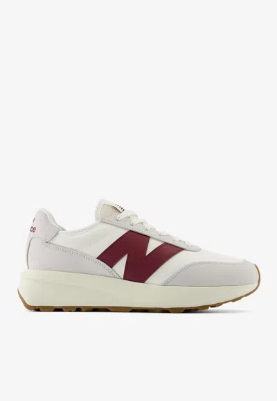 New Balance 370 Low-top Sneakers In Sea Salt With Classic Crimson In Sand
