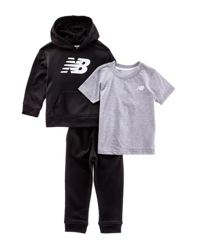 New Balance 3pc Fleece Hoodie, T-shirt & Jogger Set In Black