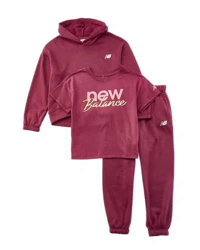 New Balance 3pc Hoodie, T-shirt , & Jogger Set In Purple