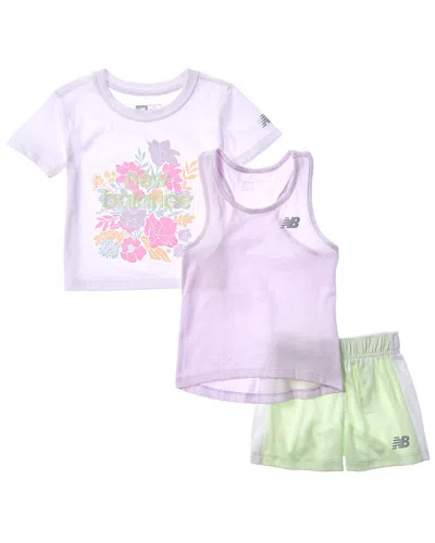 New Balance Kids' 3pc Set T-shirt, Tank, & Mesh Short Set In Multi