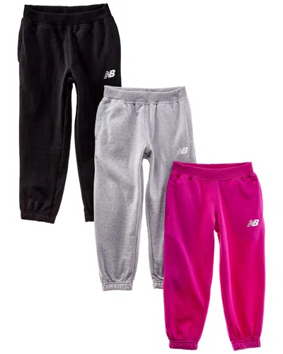 New Balance Kids' 3pk Fleece Jogger Pant In Multi