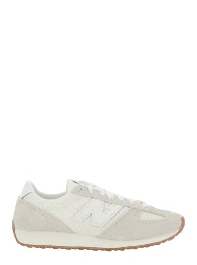 NEW BALANCE WHITE LOW TOP SNEAKERS WITH LOGO PATCH IN SUEDE UNISEX