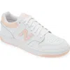 New Balance Leather Sneakers 480 Two-tone Accents In White/pink Haze