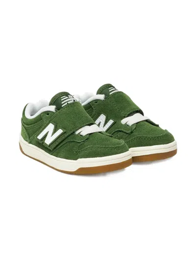 New Balance Kids' 480 Hook-loop Strap-fastening Suede Sneakers In Green