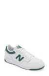 New Balance 480l Basketball Sneaker In White/night Watch Green