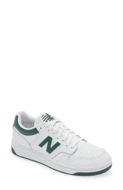 New Balance 480l Basketball Sneaker In White/night Watch Green