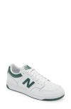 New Balance 480l Basketball Sneaker In White/night Watch Green