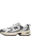 New Balance Layered Mesh Panel Sneakers With Padded Collar In Silver