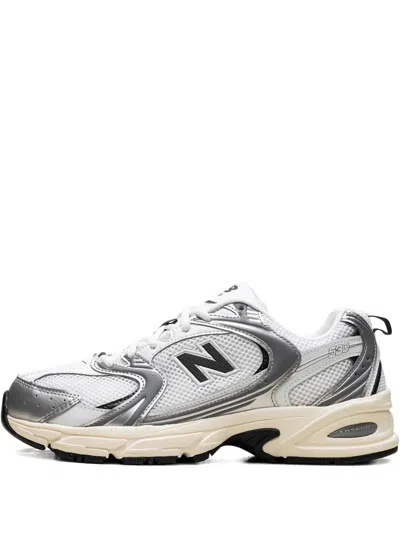 New Balance Layered Mesh Panel Sneakers With Padded Collar In White