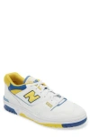 New Balance Yellow Synthetic Leather Sneaker In White/honeycomb