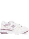 New Balance '550' White And Light Pink Low Top Sneakers With Logo In Leather Woman In White