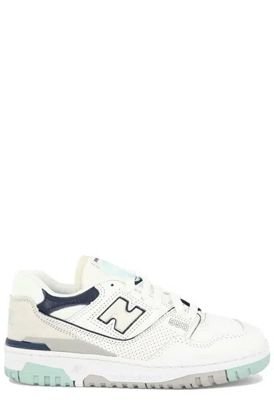 New Balance 550 Logo Patch Mesh Panelled Sneakers In White