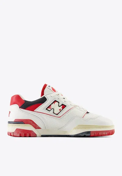 New Balance 550 Low-top Sneakers In Sea Salt With Team Red And Black In White